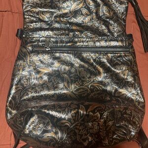 Patricia Nash Black and Gold Floral Backpack